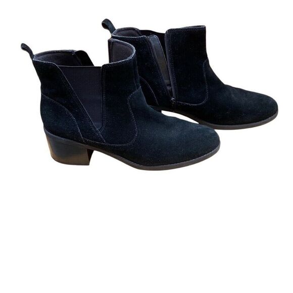 Clarks Womens Sz 11M Black Suede Zip Buckle Ankle Fashion Boots Bootie - Picture 3 of 10